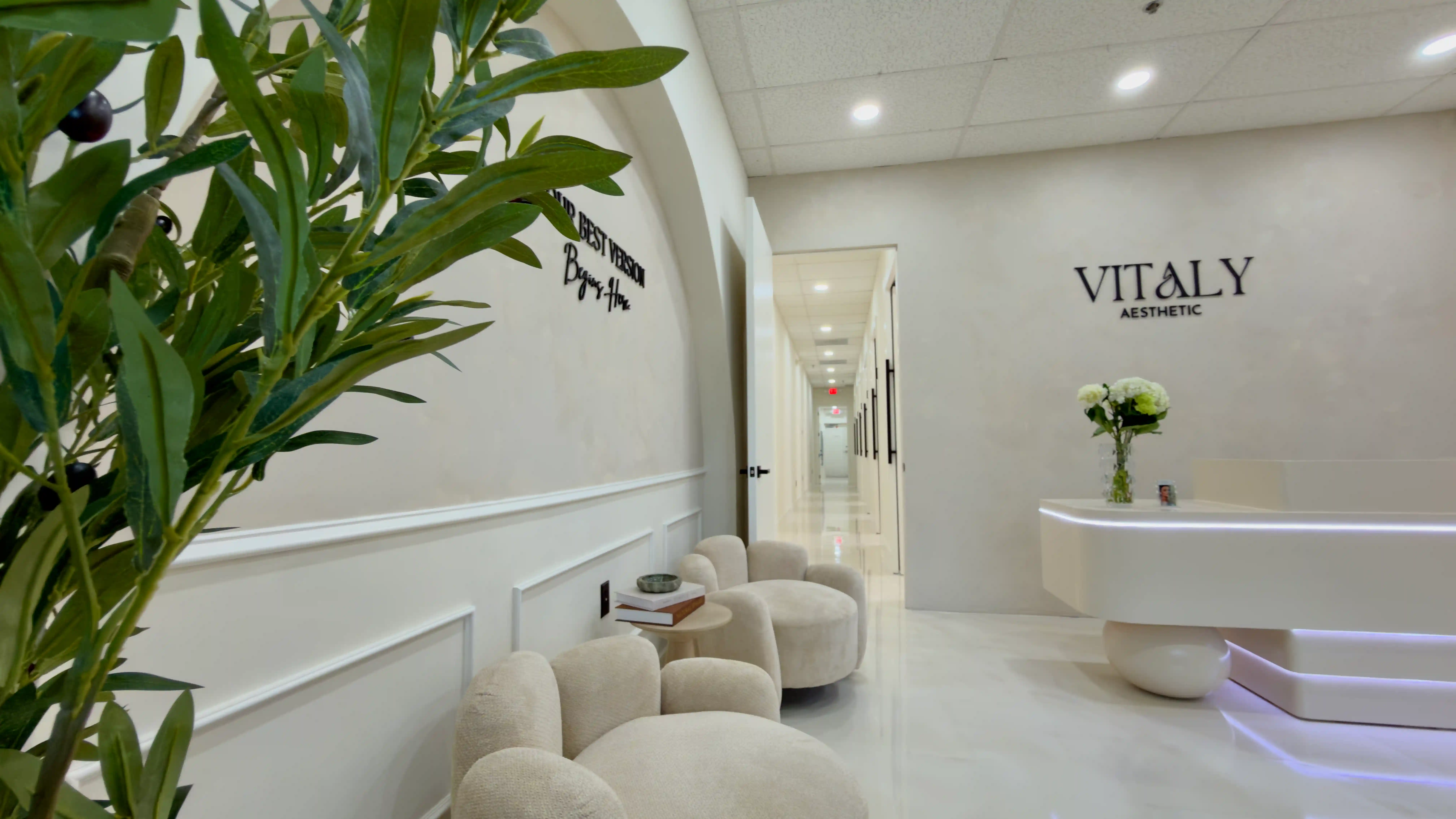 Recepción de la clínica Vitaly Aesthetic en Miramar